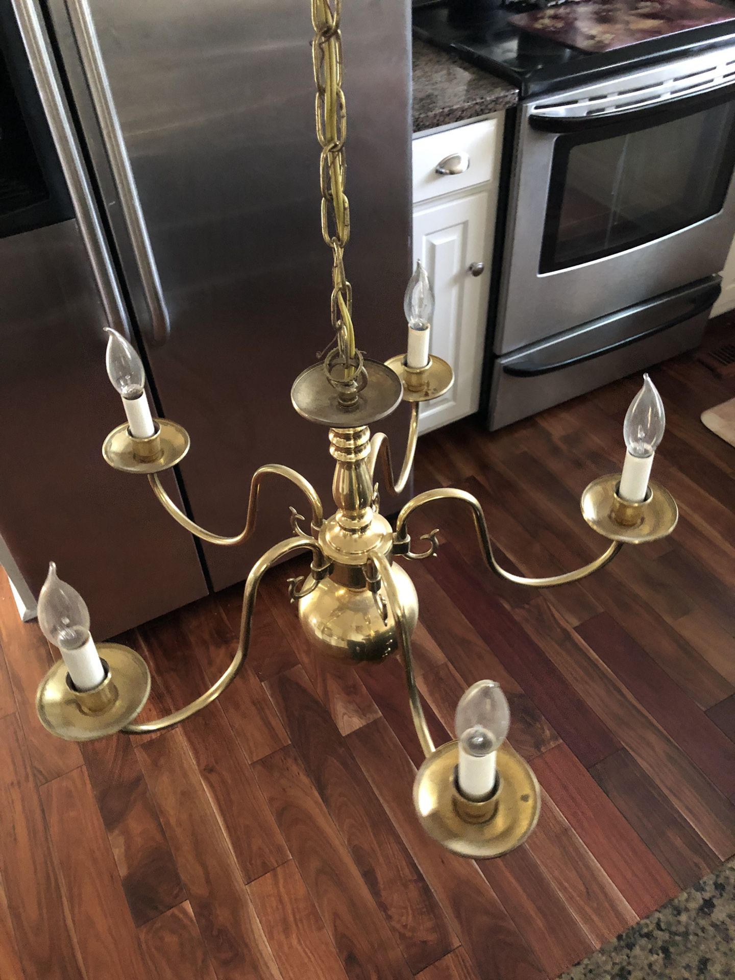 Brass upright chandelier