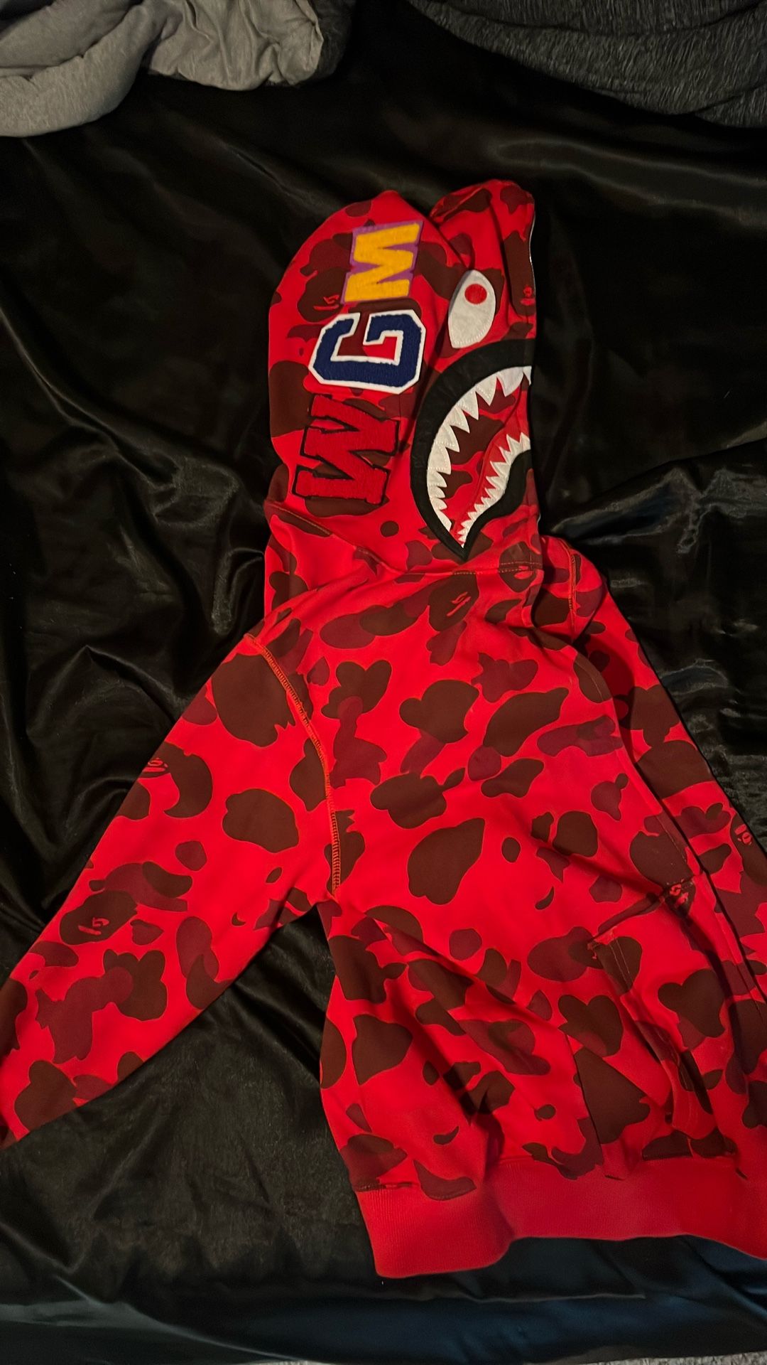 Bape Red Zip Up Hoodie Large