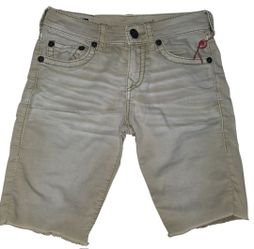 True Religion Cut-Off Jean Shorts Men Size 30x13 Geno Relaxed Slim Bleach Stripe
