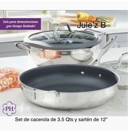 Princess House Set De Cacerola De 3.5 Qts Y Sartén De 12” Antiadherente Nuevas En Sus Cajas 