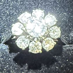 Vintage 14k Solid White Gold Natural Diamond Ring