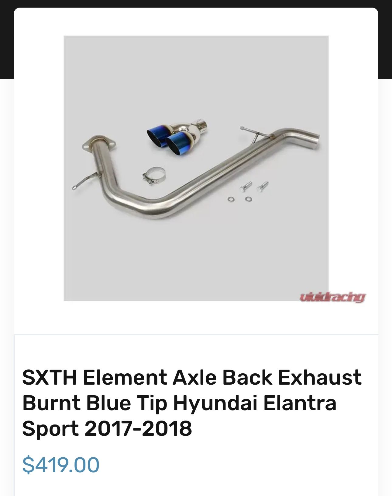 Hyundai Elantra Axle Back exhaust 2017-2020