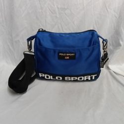VTG 90's Polo Sport/Ralph Lauren Flag Nylon Messenger Crossbody Bag 9.5x7 Blue