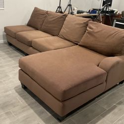 Light Brown Sectional Couch – Super Comfortable – 10ft Wide