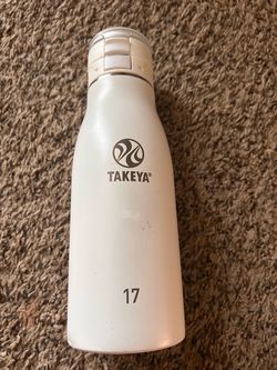 Takeya Actives 17 fl oz Stainless Steel Water Bottle, White, Flip Lock Lid