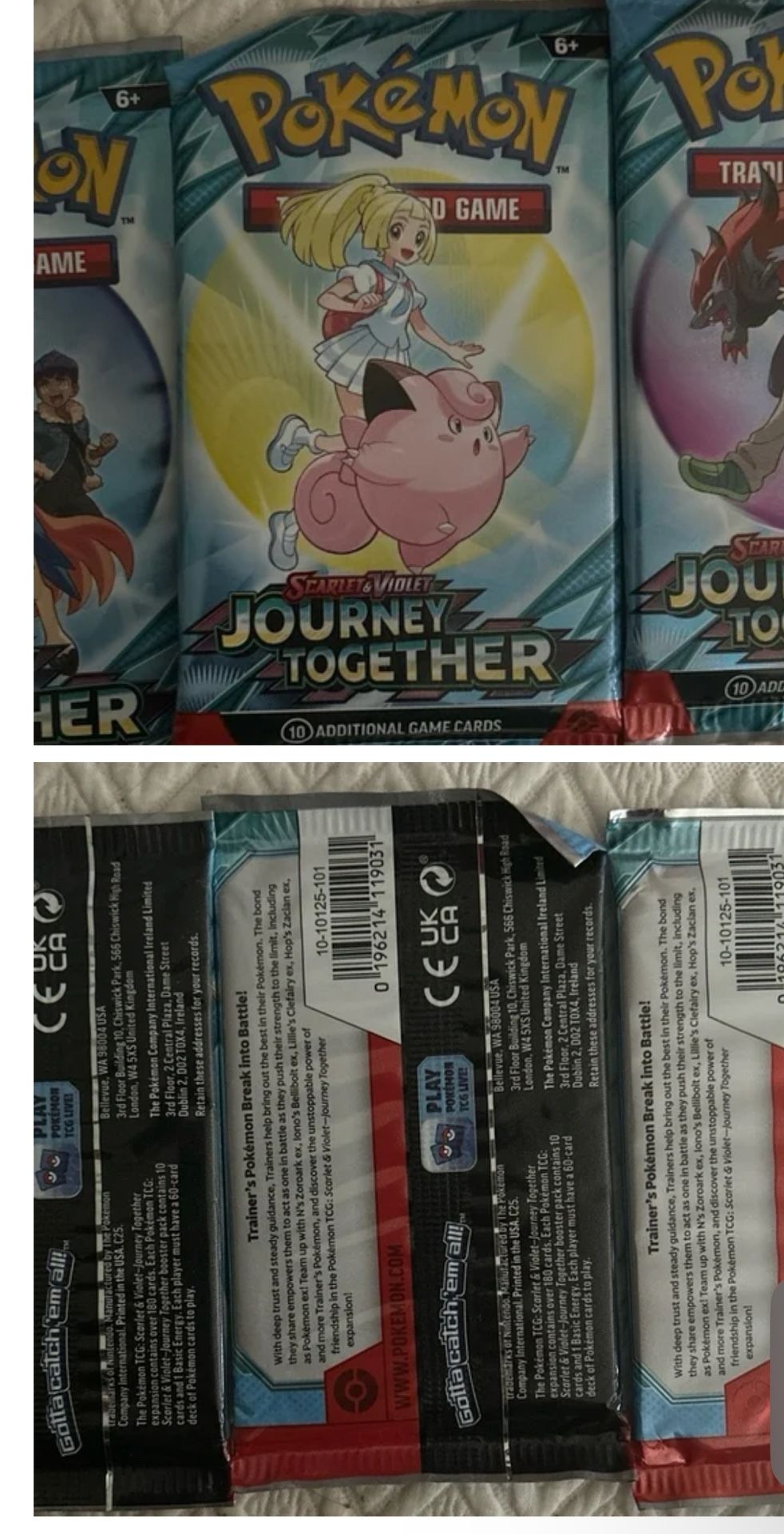 Pokemon TCG Scarlet and Violet journey together three booster packs.