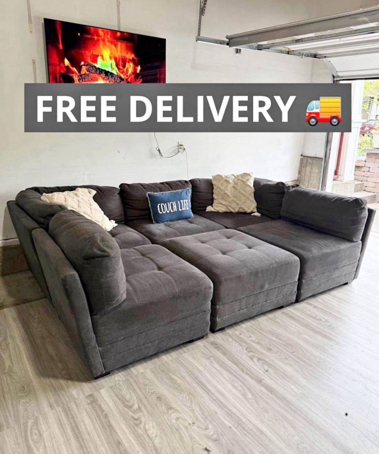 Gray Modular Sectional Couch 🛋️- FREE DELIVERY 🚚 