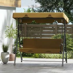 3-Seat Patio Swing Chair with Canopy
