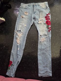 Young & Reckless Distressed Rose Embroidered Jeans