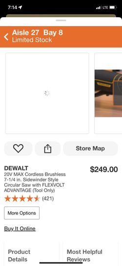 Dewalt 20v Flexvolt 7/14 Circular Saw