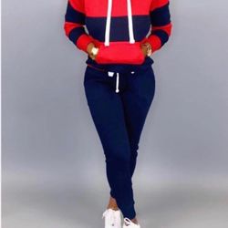 Striped Hooded Track suit