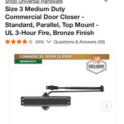 Universal Hardware Size 3 Medium Duty Commercial Door Closer - Standard, Parallel, Top Mount - UL 3-Hour Fire, Bronze Finish