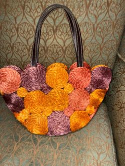 Woven Raffia Tote Bag with Leather Handles