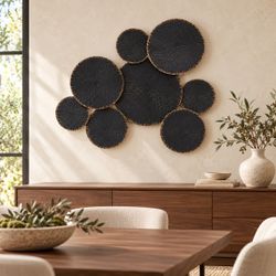 Abstract Black with Gold Large Metal Work Iron Wall Decor,A1679