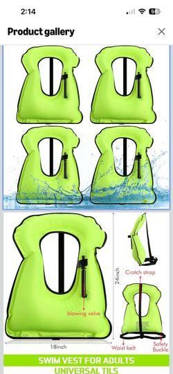 Inflation swim/snorkel vest