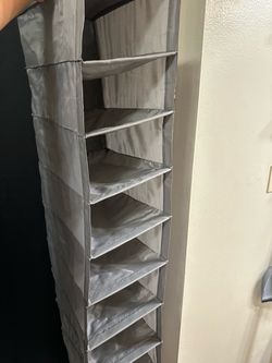 Gray Hanging Closet Organizer with Shelves