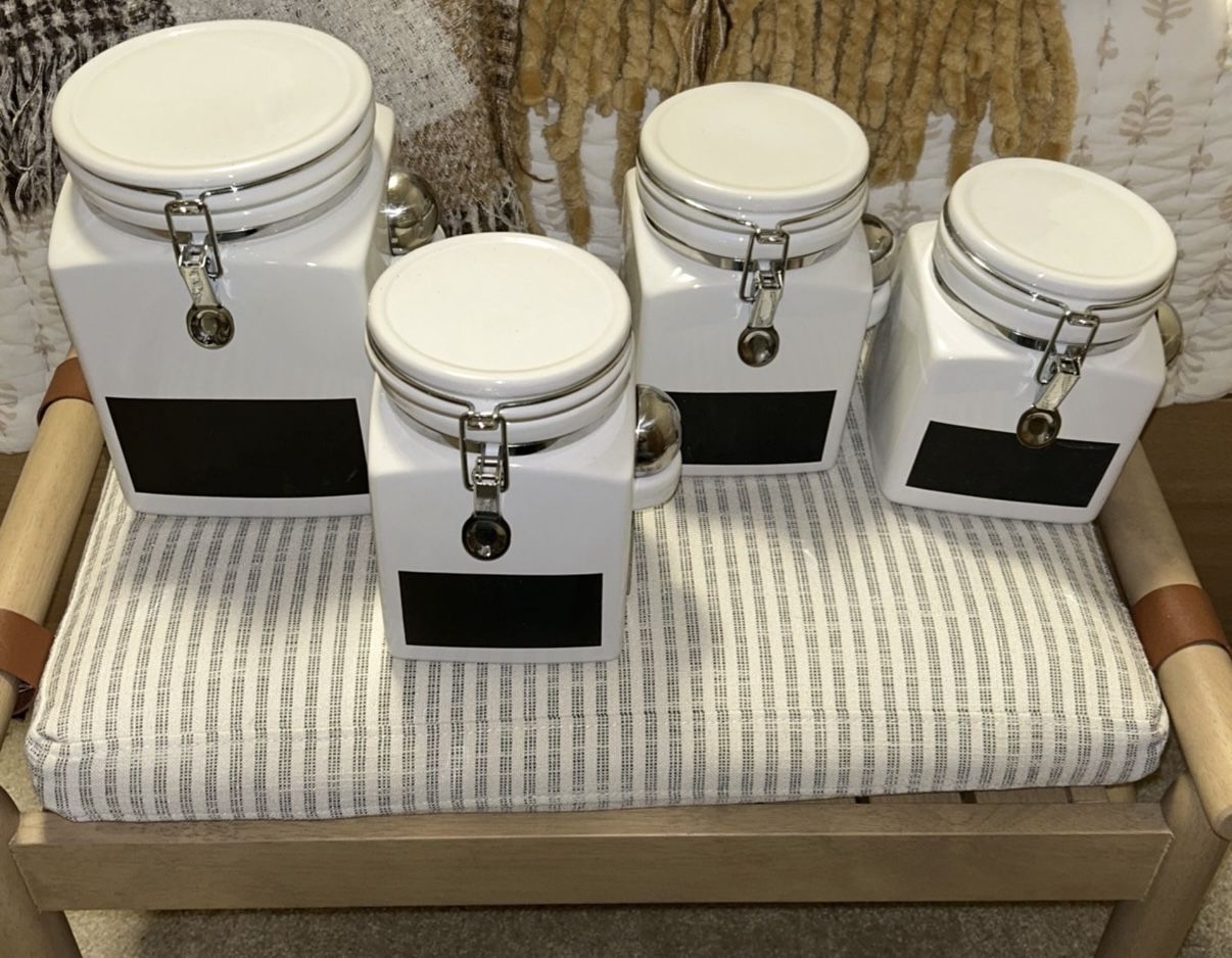 Crate & Barrel Chalkboard Storage Containers w/spoons