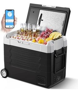 AAOBOSI 12 Volt Car Refrigerator - 59 Quart (55L) WIFI Portable Refrigerator Freezer with Dual Zone