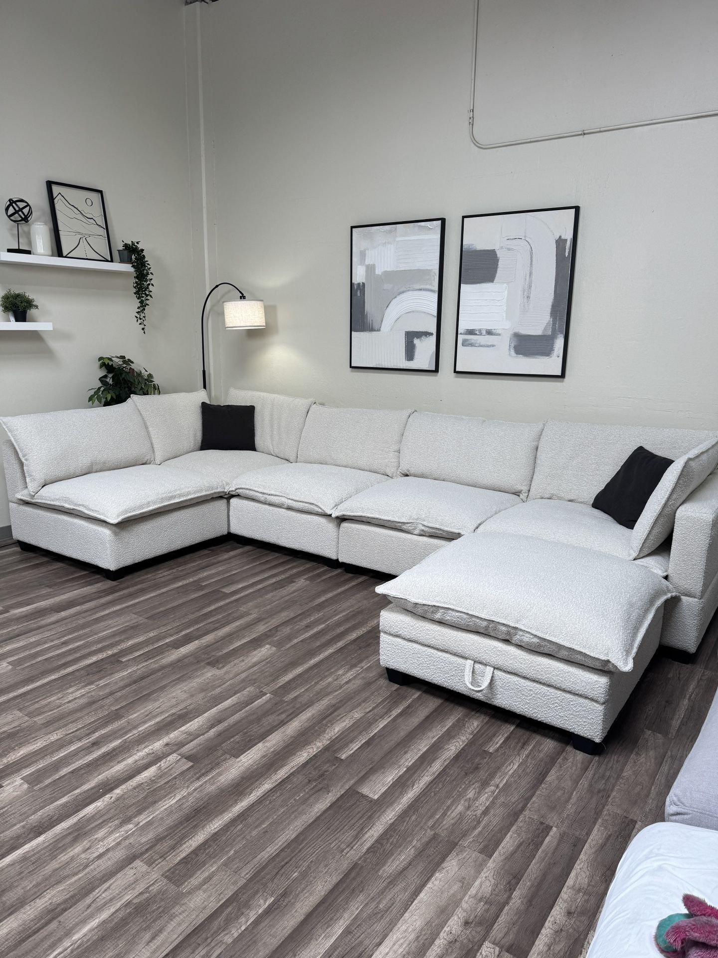 FREE DELIVERY ZERO DOWN New In Box Cloud Sectional 6 Piece Modular Boucle Off White