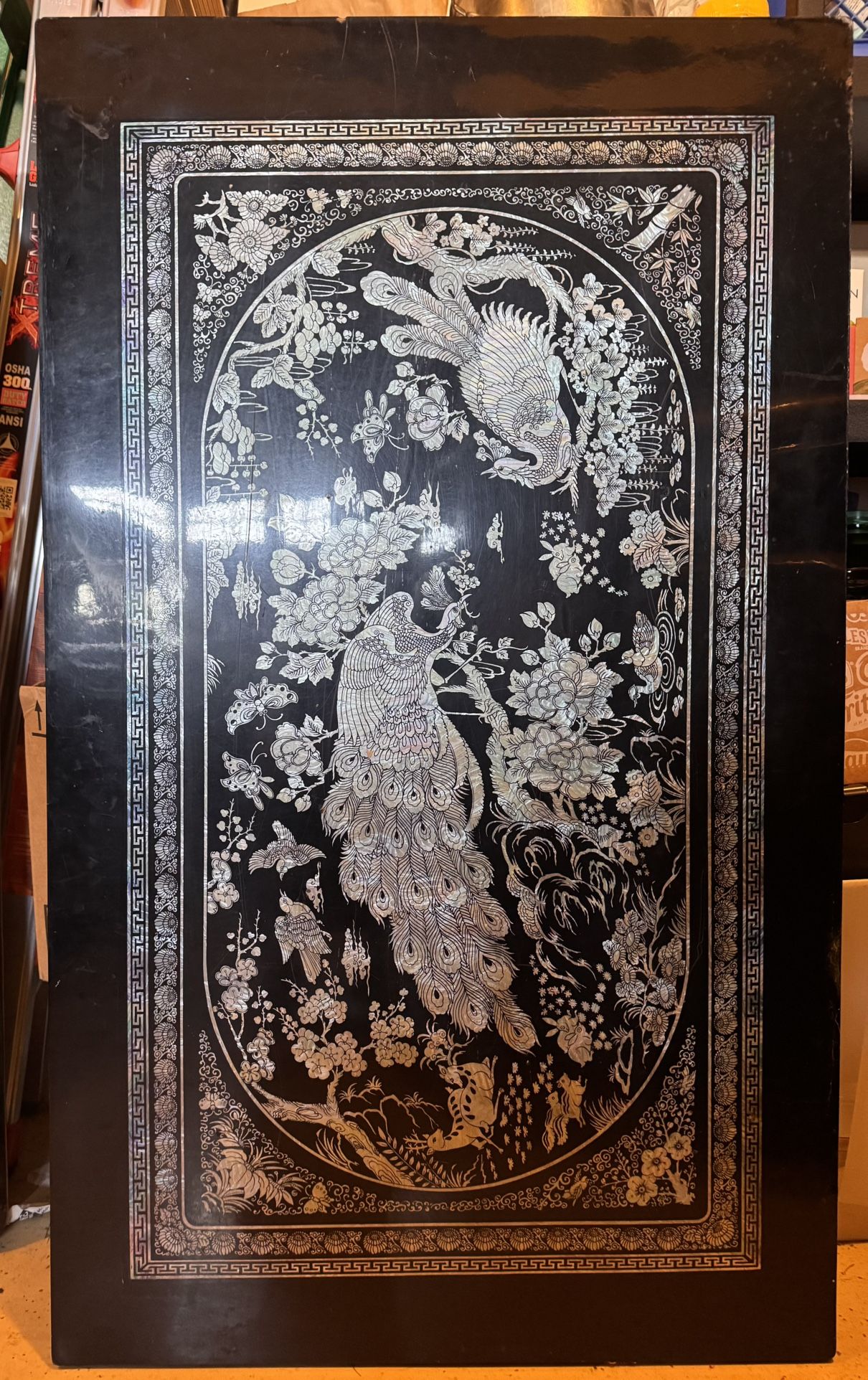 Korean Black Lacquer Mother of Pearl  Inlay Foldable Table