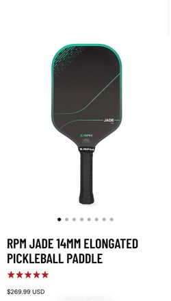 Brand New RPM Jade 14mm Elongated Pickleball Paddle