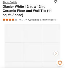 Daltile Glacier White 12x12 Ceramic Floor and Wall Tile