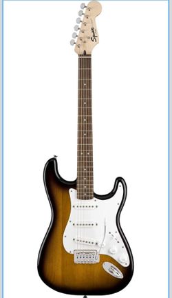 Squier Stratocaster with carry bag and amp