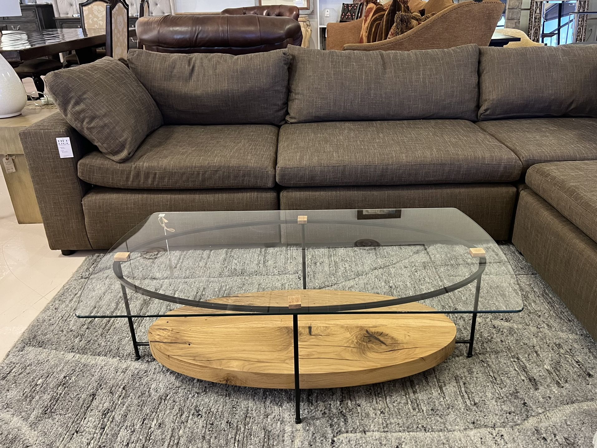 Contemporary Wood & Glass Coffee Table