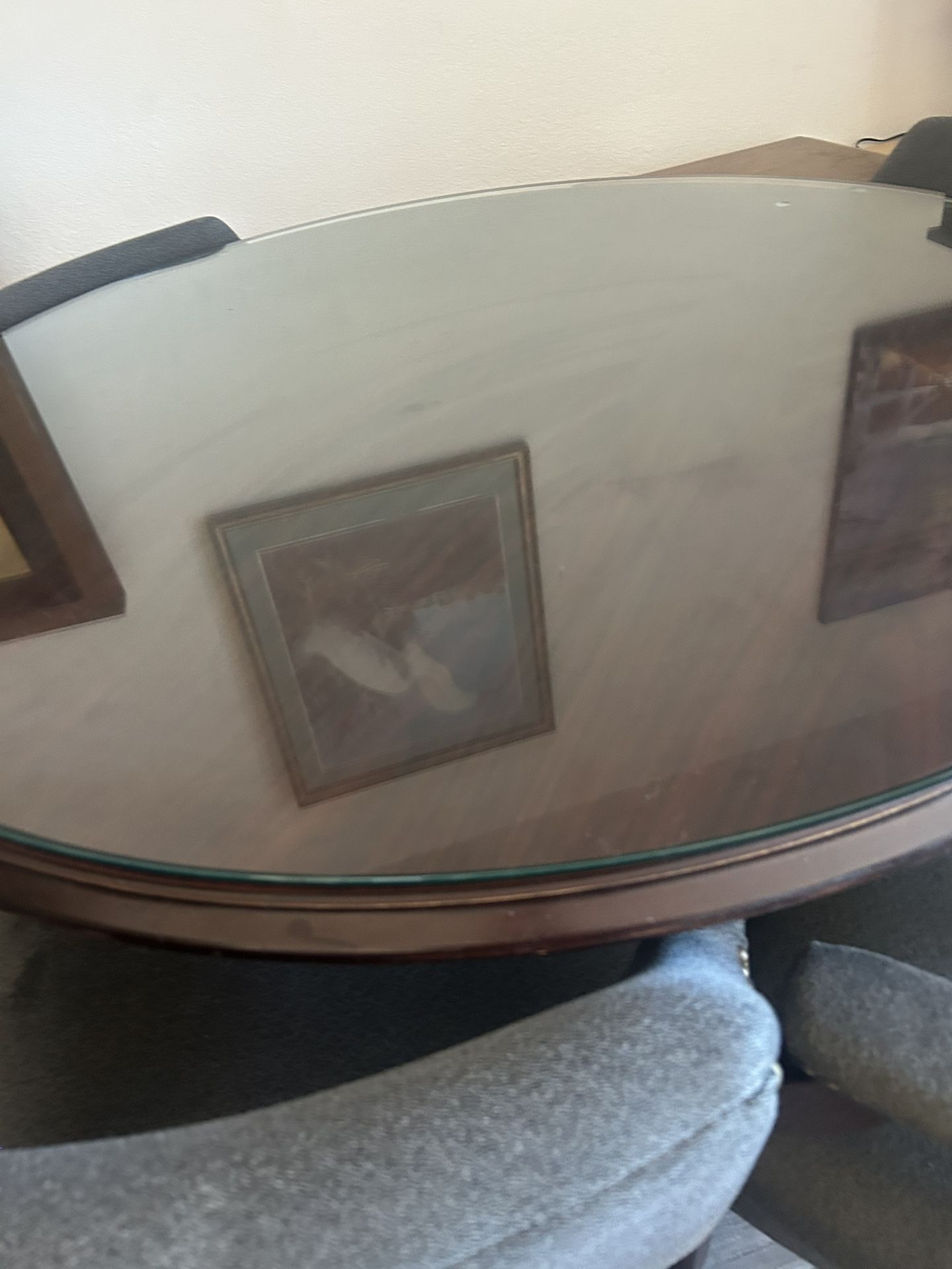 Tempered Glass Wood Dining Room Table