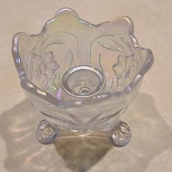 Beautiful Vintage Imperial Irradesant Glass Footed Candle Holder