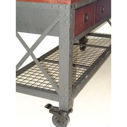 Industrial Rolling Workbench Cart with Drawers