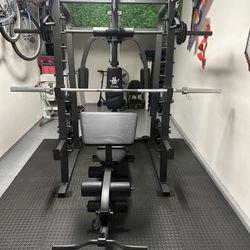 Vesta Fitness Smith Machine 2001 w/Bench Attachment | 230lb Bumpers Weights | 7ft Olympic Bar | Fitness | Gym Equipment | FREE DELIVERY 🚚 