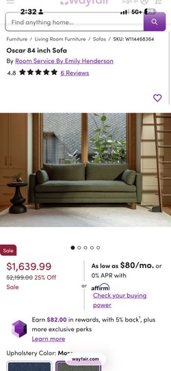 Oscar 84” Moss Green Sofa (Brand New) | Your Lucky Furnishings