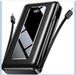 50000mAh Portable Charger, Travel Camping Essential Battery Pack with Built-in Cables, PD 22.5W Fast Charging, Large Capacity Portable Phone Charger, 