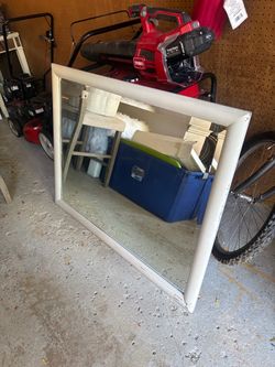 Large White Framed Wall Mirror
