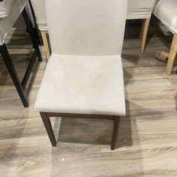 Noble House Kimberly Mid Century Fabric Dining Chair, Set of 2, Light Beige, Walnut