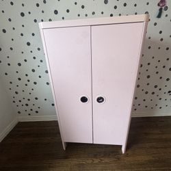 IKEA Kids Wardrobe – Light Pink with Shelves & Hanging Rod