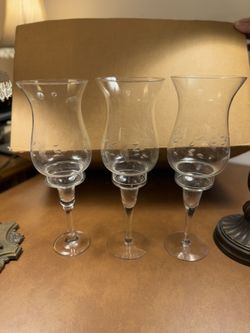 Princess House Hurricane Lamp & Globe Qty 3