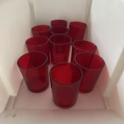 10 red glass votives