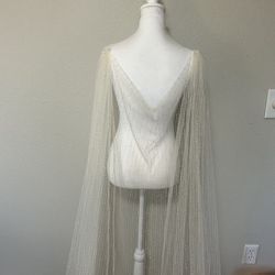 Ivory And Gold Wedding Cape/Veil