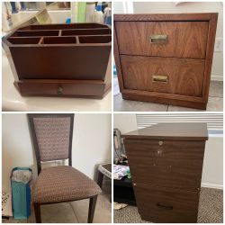Chair , 2 Drawer Side Tables And Makeup Organizer
