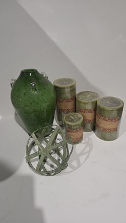 Vase, candles, decor item - green