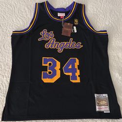 Mitchell & Ness Shaquille O'Neal Los Angeles Lakers 1996-97 Hardwood Classics Black Reload Swingman Jersey