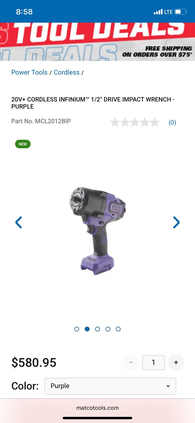 20V+ Cordless Infinium 1/2 Drive Impact Wrench-Purple