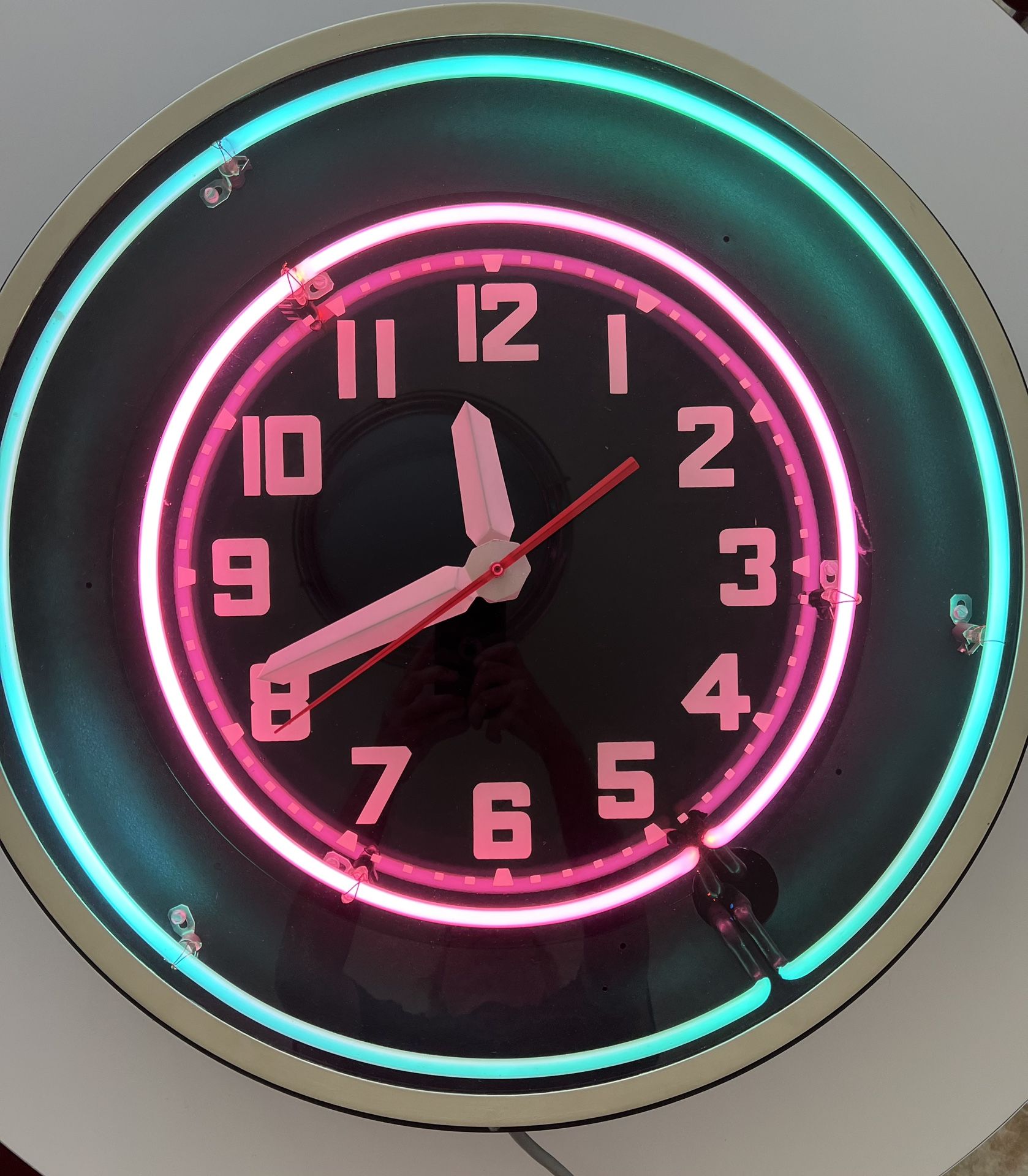 RARE VINTAGE - 1940s/1950s Mid-Century Diner Neon Clock (It Works