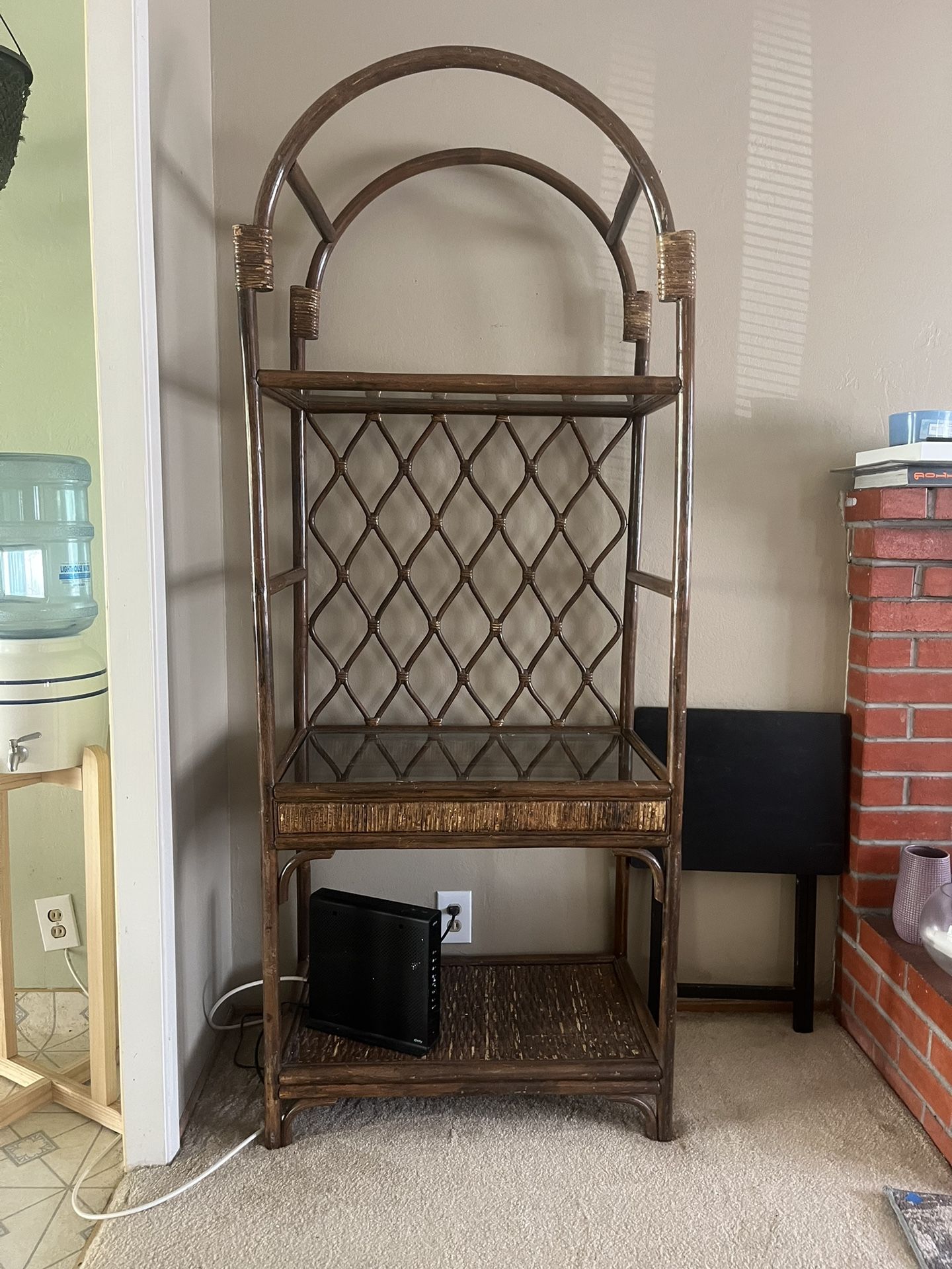 Rattan And Glass Hutch