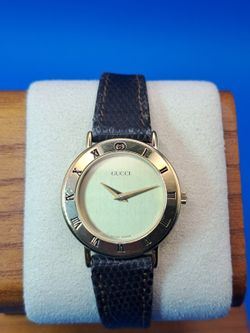 Vintage 1993 GUCCI 3000.2 Swiss 25mm Women's Quartz Watch Lizard Strap With COA