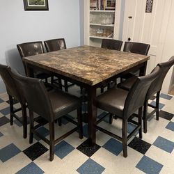 High Top Dining Room Table With 8 Matching Chairs 