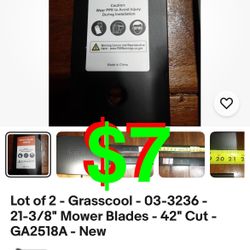 Lot of 1 - Grasscool - 03-3236 - 21-3/8" Mower Blades - 42" Cut - GA2518A - New
