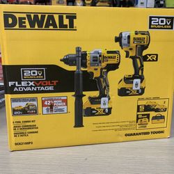 Dewalt New Kit Hammer Drill And Impact XR Brushless , Batteries And Charger 
